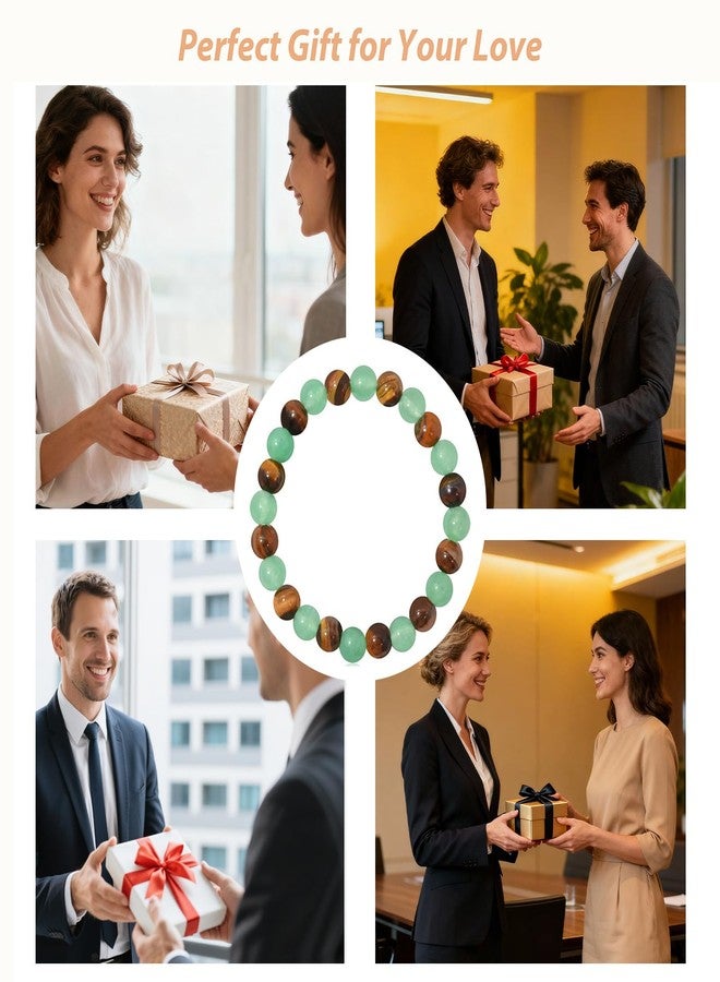 72ore Crystal Money Bracelets Wealth for Women Good Luck Charms Green Jade Beaded Bracelet Tiger Eye Trendy Jewelry Gifts Sister Husband Boyfriend Birthday Valentines Day Gifts - Image 5